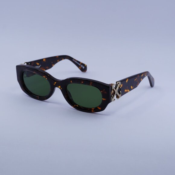 Off-White OERI14E PALMER 6055 Sunglasses Havana Oval Frame, Green Lenses main image 11